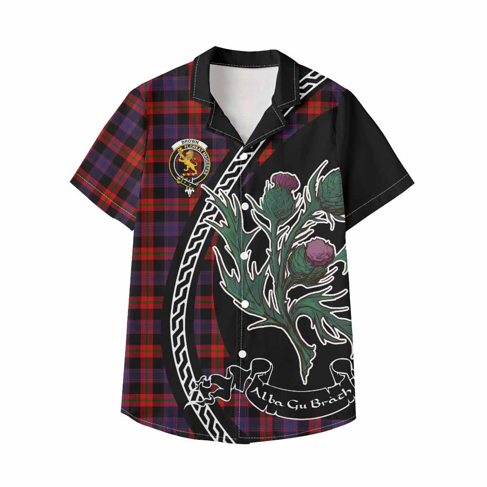 Brown (Broun) Family Crest Tartan Kid Hawaiian Shirt Alba Thistle Inspired - Tartan Vibes Clothing