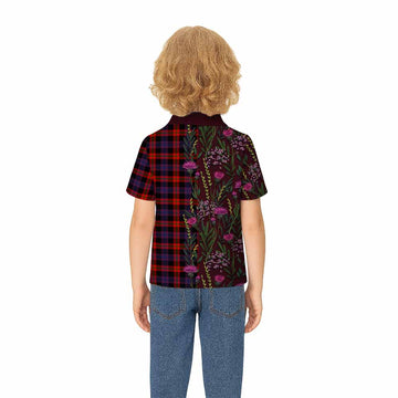Brown (Broun) Family Crest Tartan Kid Polo Shirt Scottish Thistle Flower Pattern Half Style - Tartan Vibes Clothing