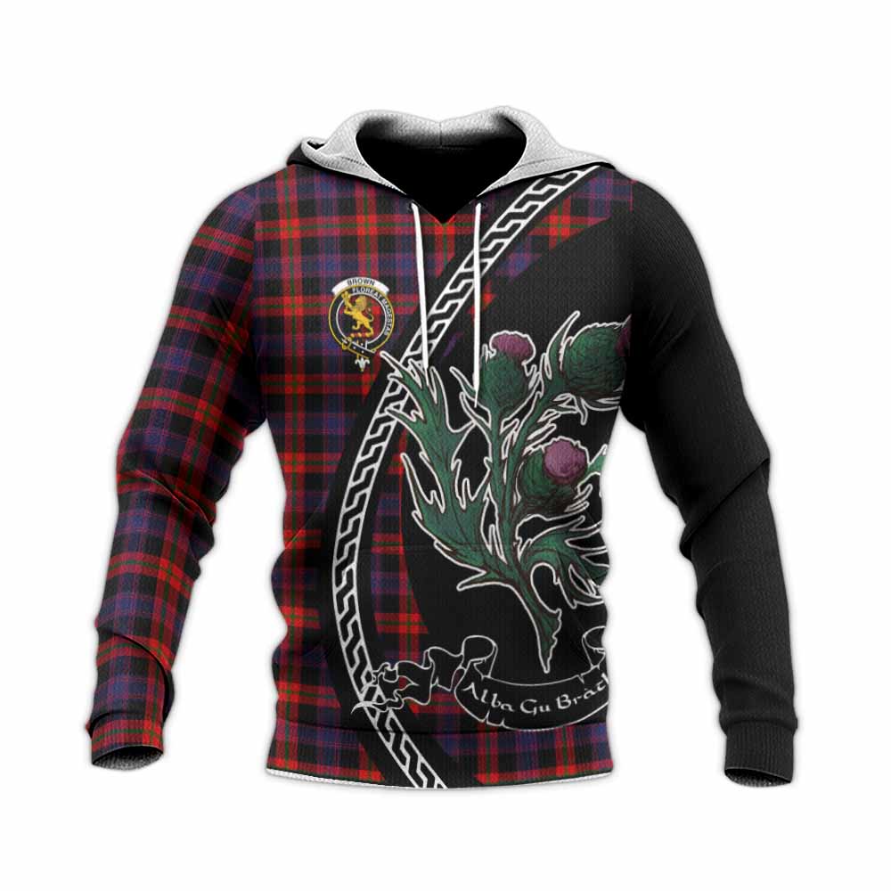 Brown (Broun) Family Crest Tartan Knitted Hoodie Alba Thistle Inspired - Tartan Vibes Clothing
