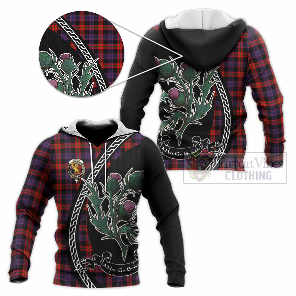 Brown (Broun) Family Crest Tartan Knitted Hoodie Alba Thistle Inspired - Tartan Vibes Clothing