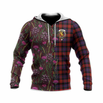 Brown (Broun) Family Crest Tartan Knitted Hoodie Scottish Thistle Flower Pattern Half Style - Tartan Vibes Clothing