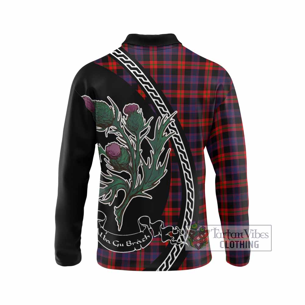 Brown (Broun) Family Crest Tartan Long Sleeve Polo Shirt Alba Thistle Inspired - Tartan Vibes Clothing