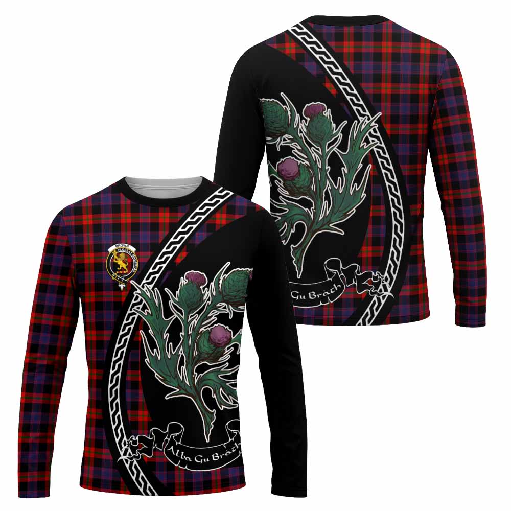 Brown (Broun) Family Crest Tartan Long Sleeve T-Shirt Alba Thistle Inspired - Tartan Vibes Clothing