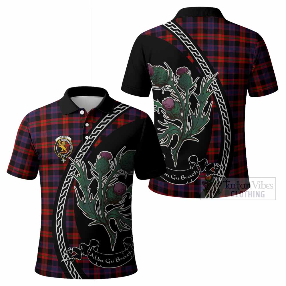 Brown (Broun) Family Crest Tartan Polo Shirt Alba Thistle Inspired - Tartan Vibes Clothing