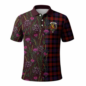 Brown (Broun) Family Crest Tartan Polo Shirt Scottish Thistle Flower Pattern Half Style - Tartan Vibes Clothing