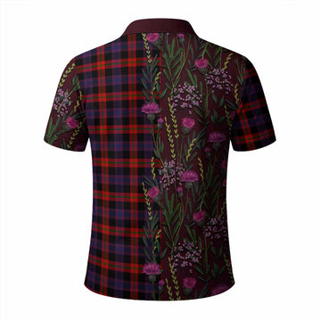 Brown (Broun) Family Crest Tartan Polo Shirt Scottish Thistle Flower Pattern Half Style - Tartan Vibes Clothing