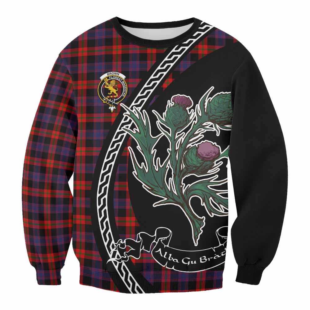 Brown (Broun) Family Crest Tartan Sweatshirt Alba Thistle Inspired - Tartan Vibes Clothing