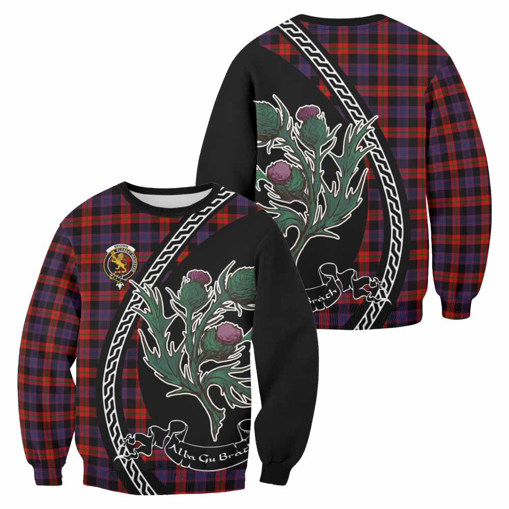Brown (Broun) Family Crest Tartan Sweatshirt Alba Thistle Inspired - Tartan Vibes Clothing