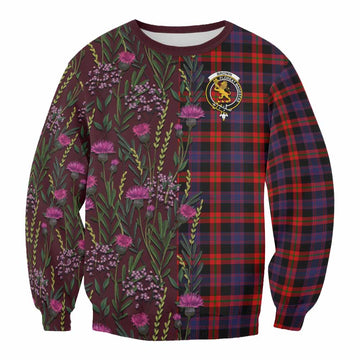 Brown (Broun) Family Crest Tartan Sweatshirt Scottish Thistle Flower Pattern Half Style - Tartan Vibes Clothing