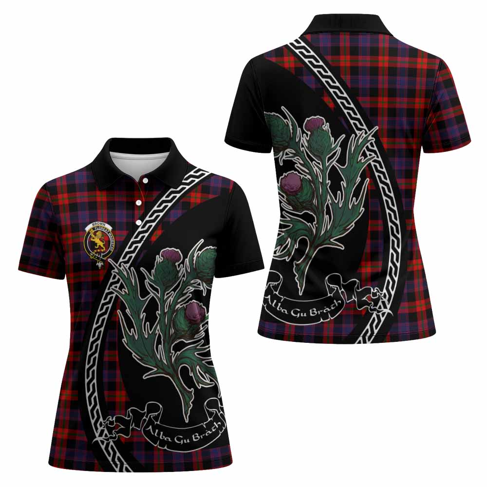 Brown (Broun) Family Crest Tartan Women Polo Shirt Alba Thistle Inspired - Tartan Vibes Clothing