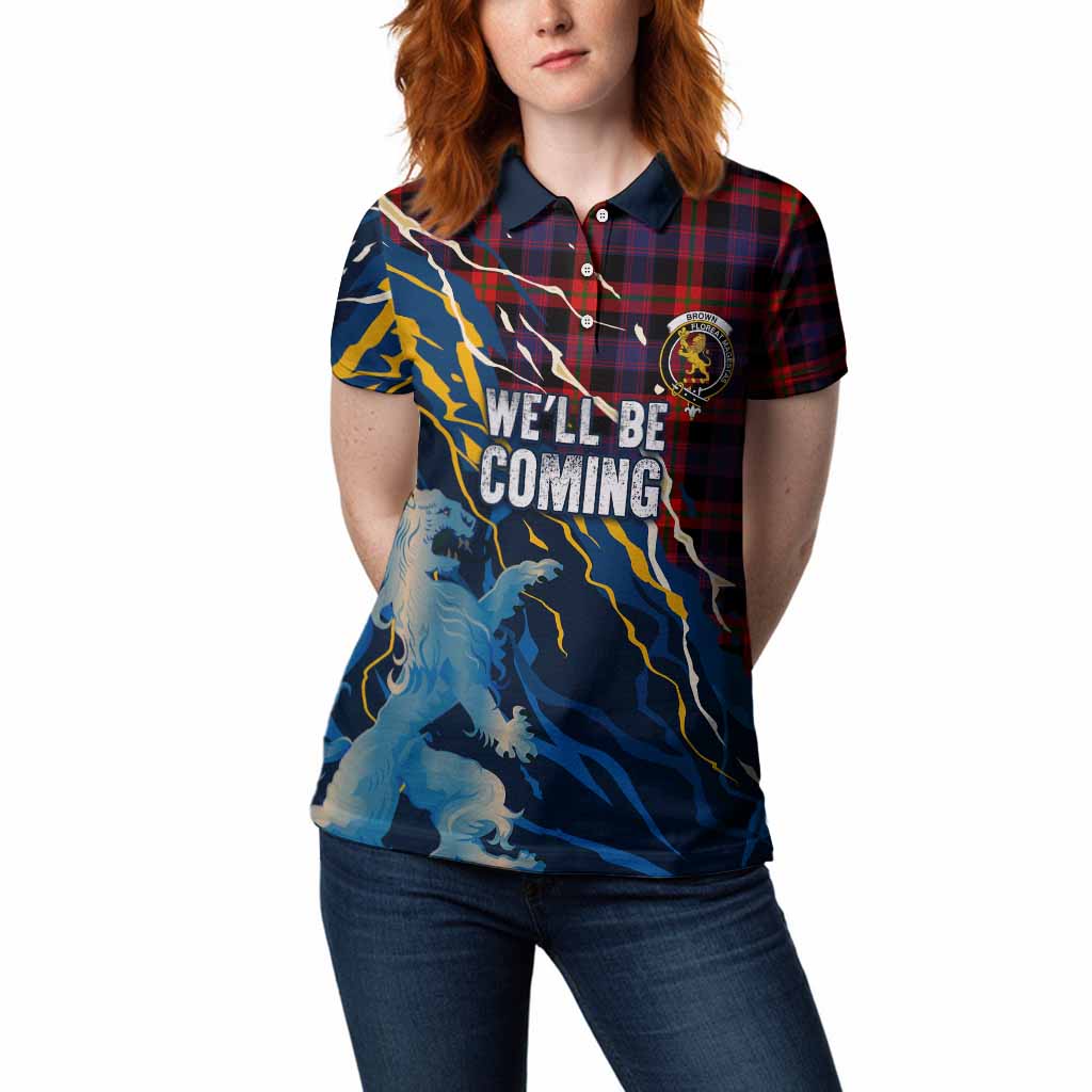 Brown (Broun) Scotland Tartan Women Polo Shirt WC2026 Football - We'll Be Coming