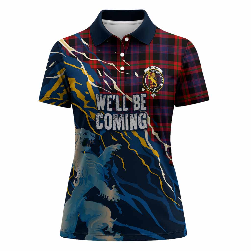 Brown (Broun) Scotland Tartan Women Polo Shirt WC2026 Football - We'll Be Coming