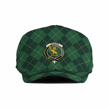 Brown (Broun) Scottish Family Crest Flat Cap Green Argyle Classic Style