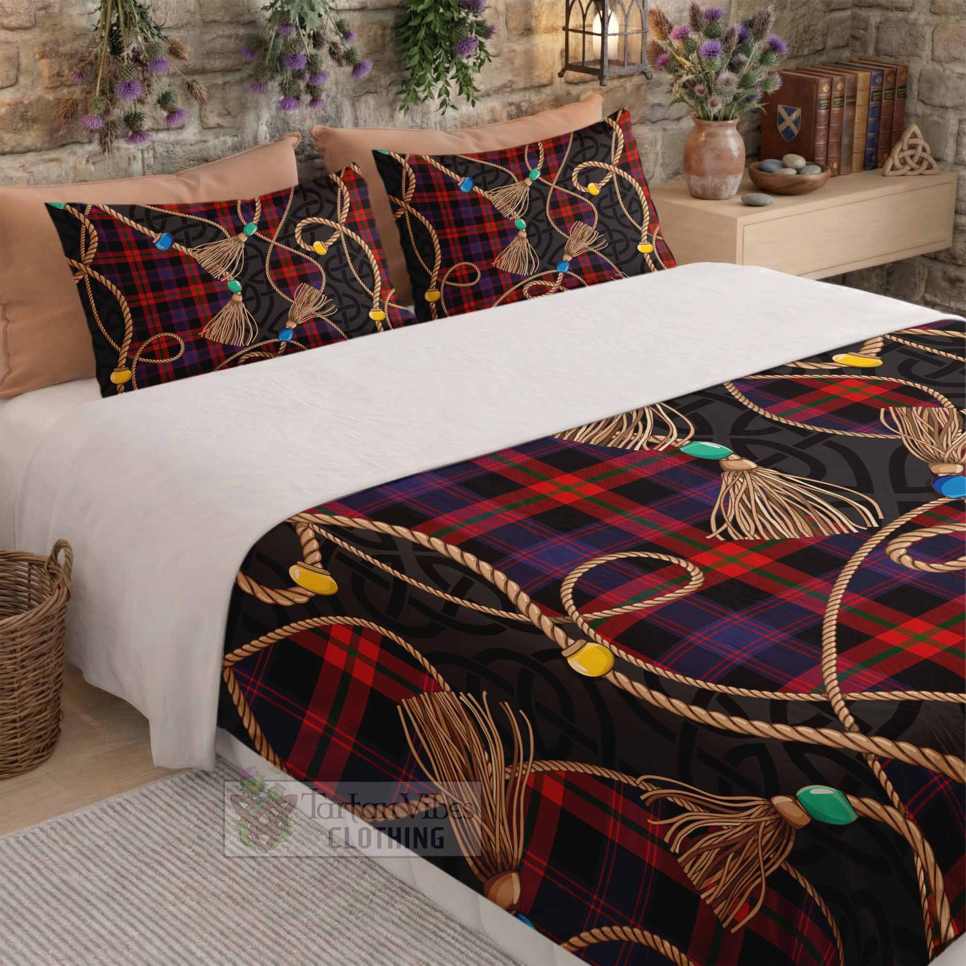 Brown (Broun) Scottish Tartan Twisted Ropes Stylized Bedding Set - Tartan Vibes Clothing