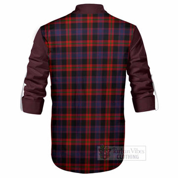 Brown (Broun) Tartan Accent Ghillie Shirt with Family Crest