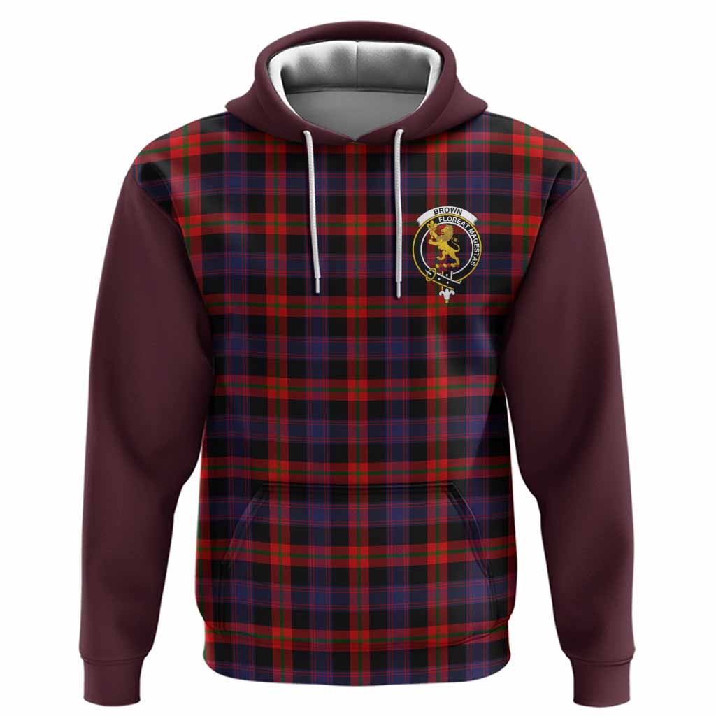 Brown (Broun) Tartan Accent Hoodie with Family Crest