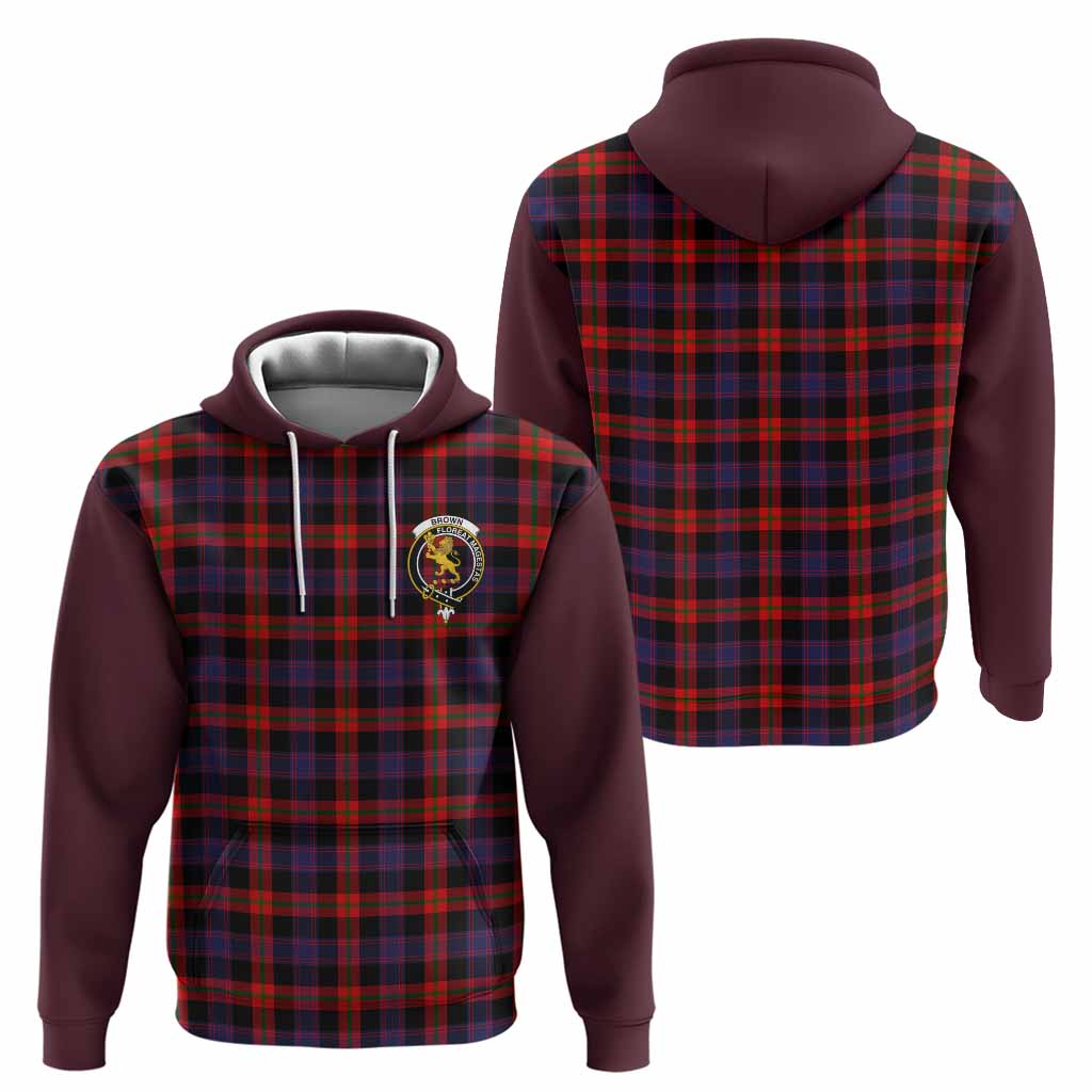 Brown (Broun) Tartan Accent Hoodie with Family Crest