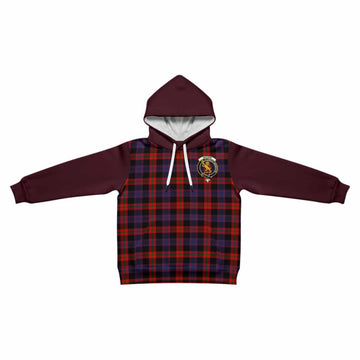 Brown (Broun) Tartan Accent Kid Hoodie with Family Crest