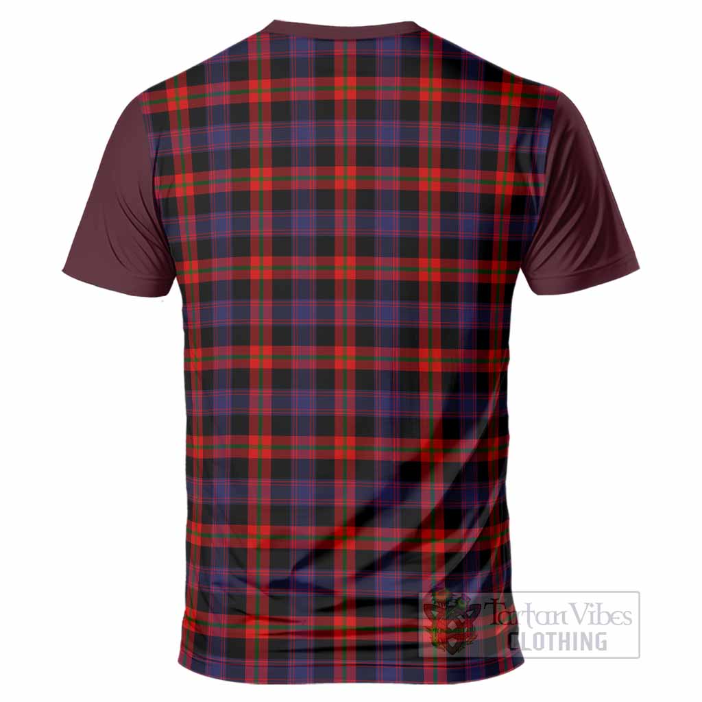 Brown (Broun) Tartan Accent T-Shirt with Family Crest