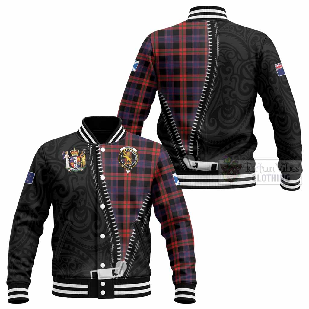 Brown (Broun) Tartan Baseball Jacket New Zealand Pattern Unique Zipper Stylized