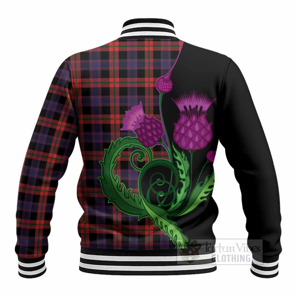 Brown (Broun) Tartan Baseball Jacket Traditional Scottish Thistle