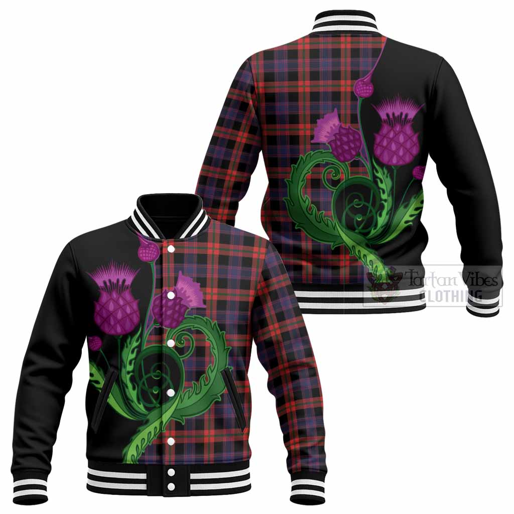 Brown (Broun) Tartan Baseball Jacket Traditional Scottish Thistle