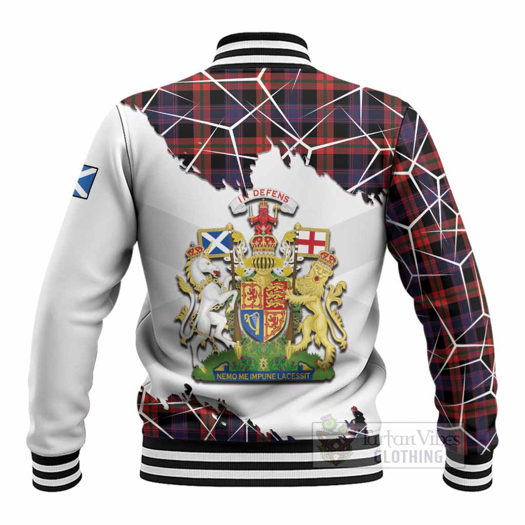 Brown (Broun) Tartan Baseball Jacket with Family Crest and Lion Rampant Grunge Style