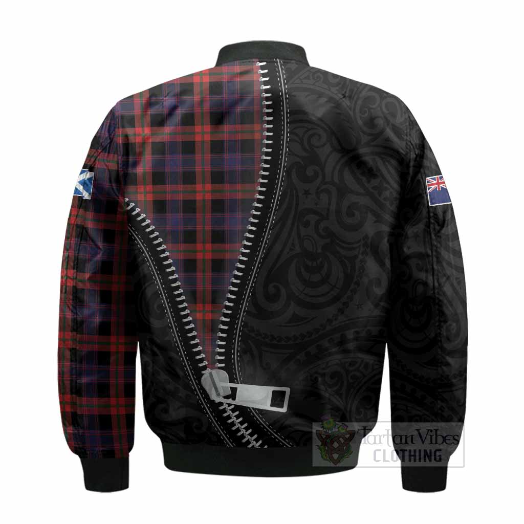 Brown (Broun) Tartan Bomber Jacket New Zealand Pattern Unique Zipper Stylized