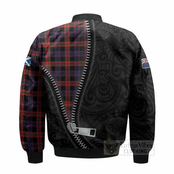 Brown (Broun) Tartan Bomber Jacket New Zealand Pattern Unique Zipper Stylized