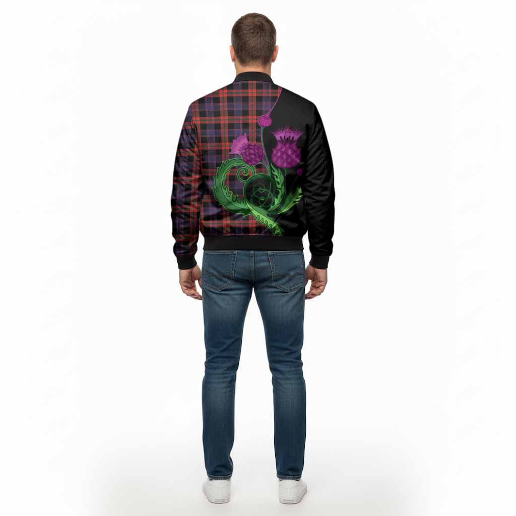 Brown (Broun) Tartan Bomber Jacket Traditional Scottish Thistle