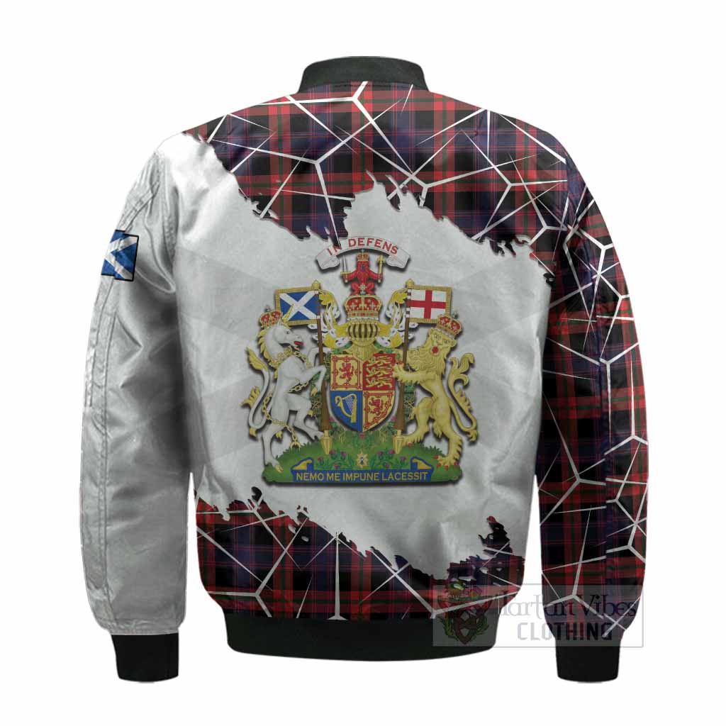 Brown (Broun) Tartan Bomber Jacket with Family Crest and Lion Rampant Grunge Style