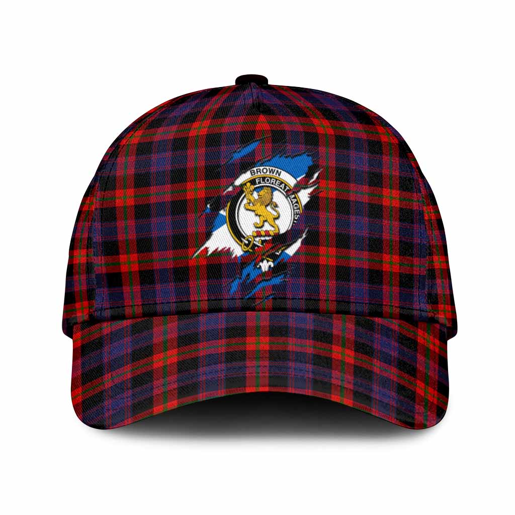 Brown (Broun) Tartan Classic Cap with Family Crest In Me Style
