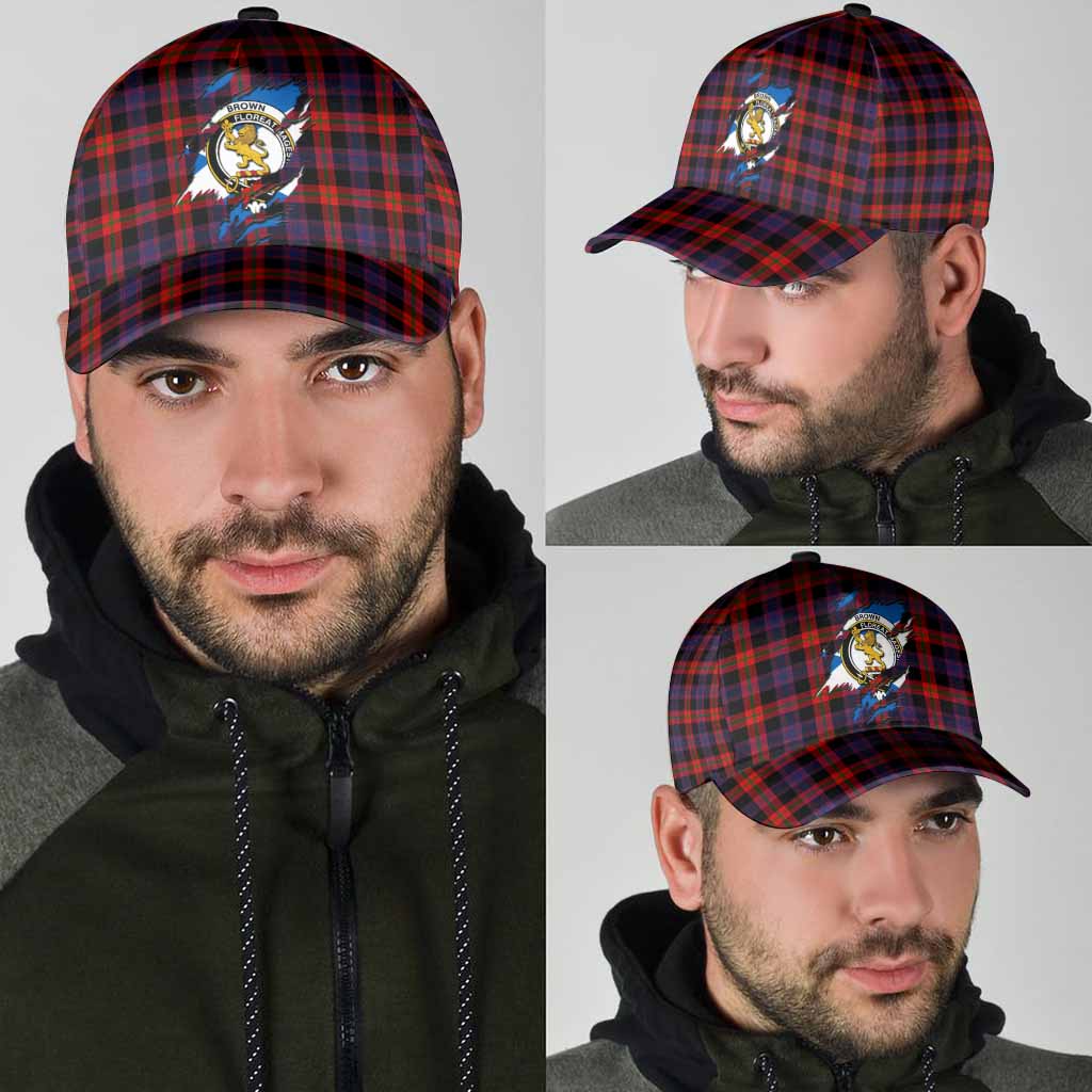 Brown (Broun) Tartan Classic Cap with Family Crest In Me Style