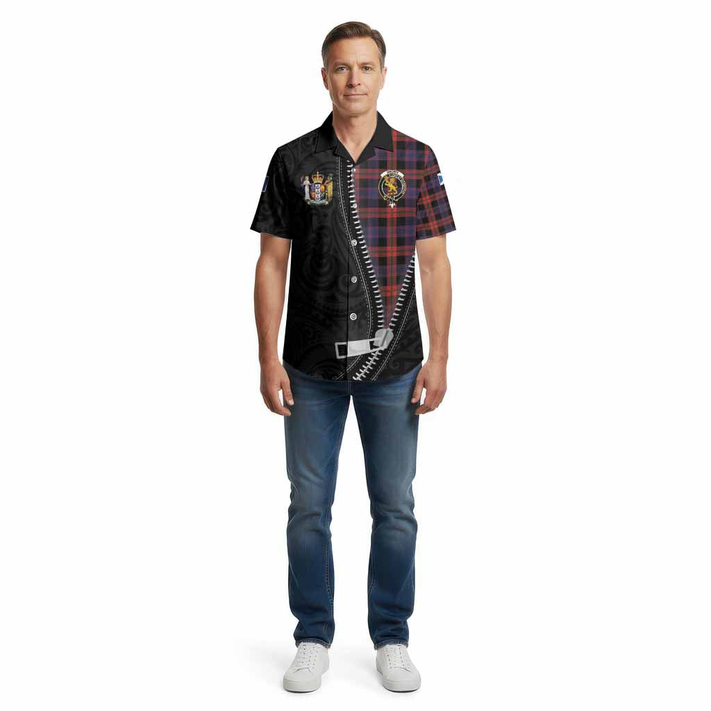 Brown (Broun) Tartan Cotton Hawaiian Shirt New Zealand Pattern Unique Zipper Stylized