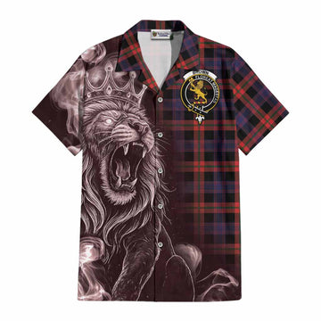Brown (Broun) Tartan Cotton Hawaiian Shirt Roaring Lion Heritage