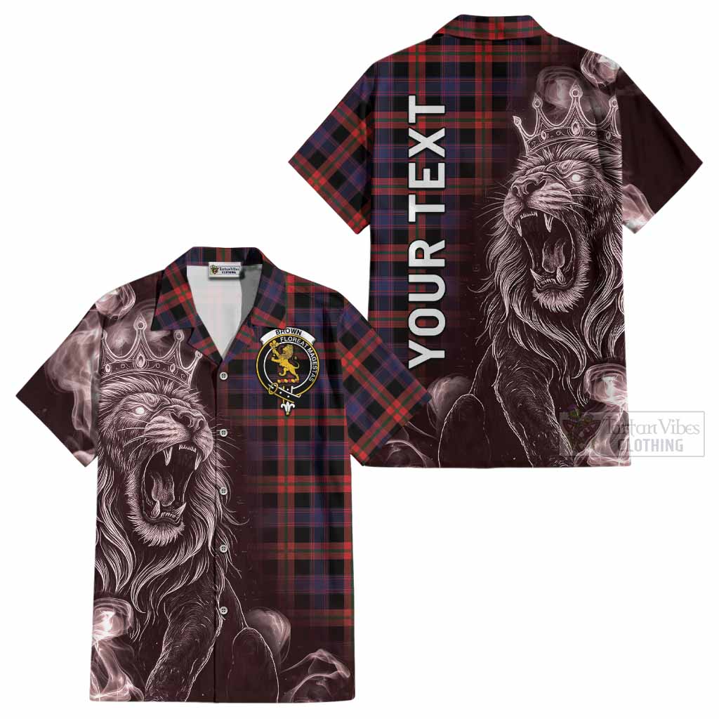 Brown (Broun) Tartan Cotton Hawaiian Shirt Roaring Lion Heritage