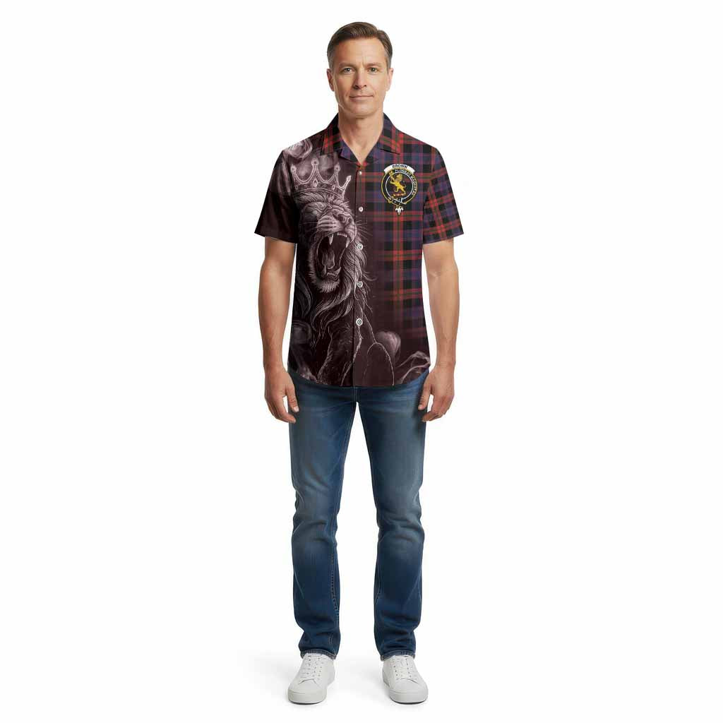 Brown (Broun) Tartan Cotton Hawaiian Shirt Roaring Lion Heritage