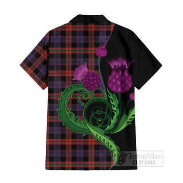 Brown (Broun) Tartan Cotton Hawaiian Shirt Traditional Scottish Thistle