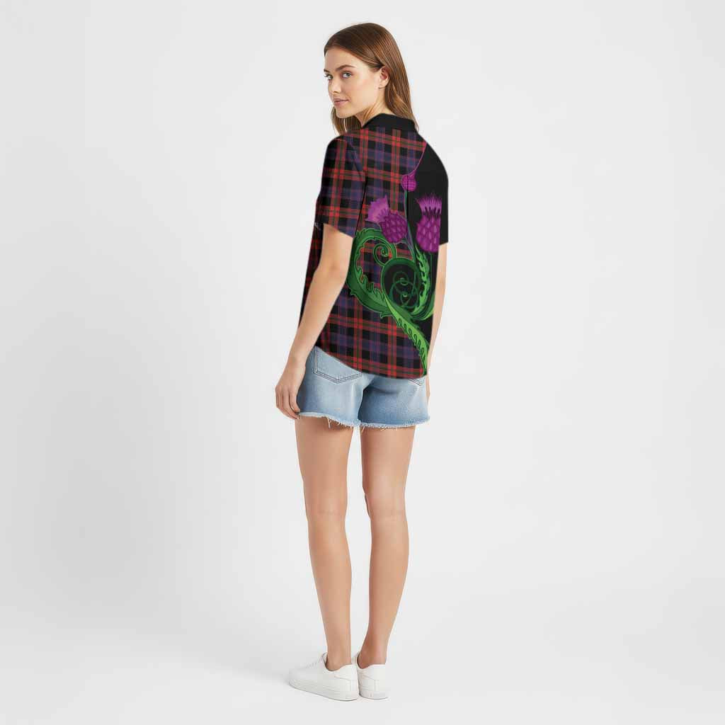 Brown (Broun) Tartan Cotton Hawaiian Shirt Traditional Scottish Thistle