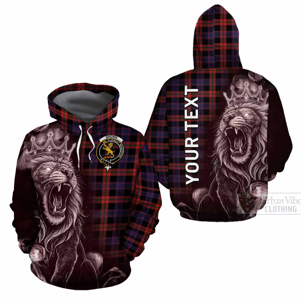 Brown (Broun) Tartan Cotton Hoodie Roaring Lion Heritage
