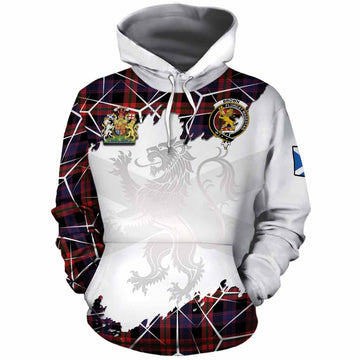 Brown (Broun) Tartan Cotton Hoodie with Family Crest and Lion Rampant Grunge Style