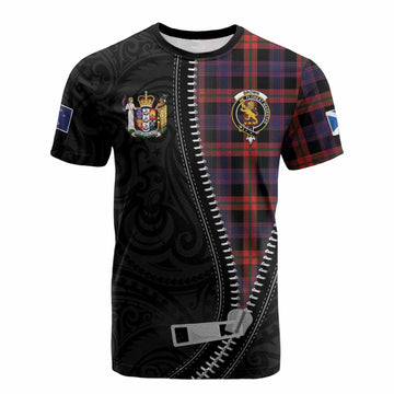 Brown (Broun) Tartan Cotton T-shirt New Zealand Pattern Unique Zipper Stylized