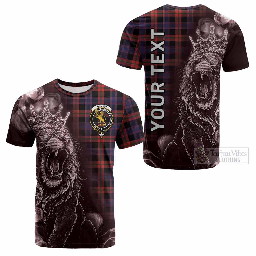 Brown (Broun) Tartan Cotton T-shirt Roaring Lion Heritage