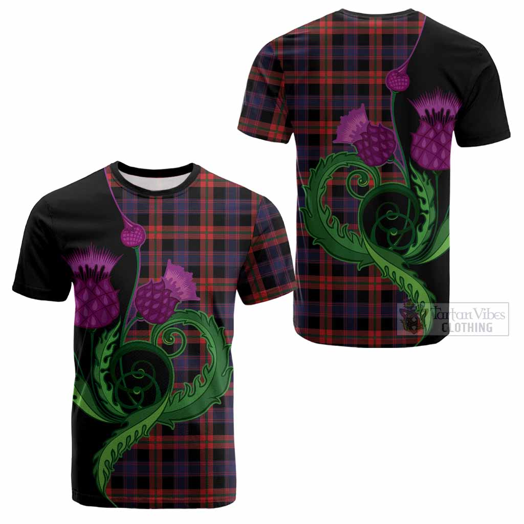 Brown (Broun) Tartan Cotton T-shirt Traditional Scottish Thistle