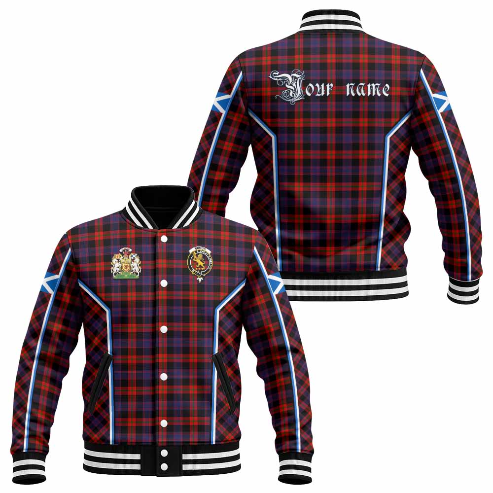 Brown (Broun) Tartan Crest Baseball Jacket Scotland Coat of Arm Flag Style - Tartan Vibes Clothing