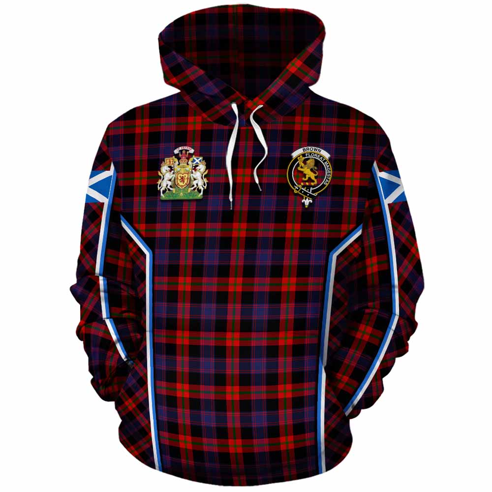 Brown (Broun) Tartan Crest Cotton Hoodie Scotland Coat of Arm Flag Style - Tartan Vibes Clothing