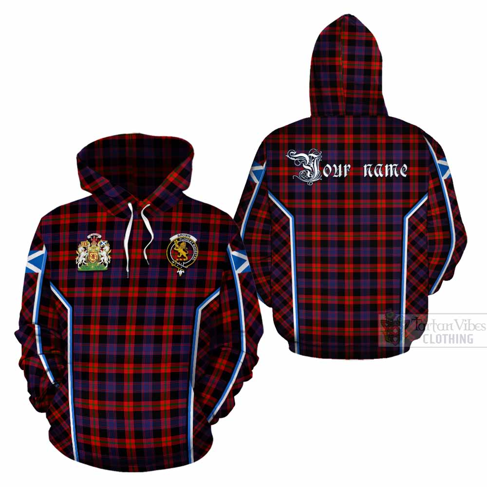 Brown (Broun) Tartan Crest Cotton Hoodie Scotland Coat of Arm Flag Style - Tartan Vibes Clothing