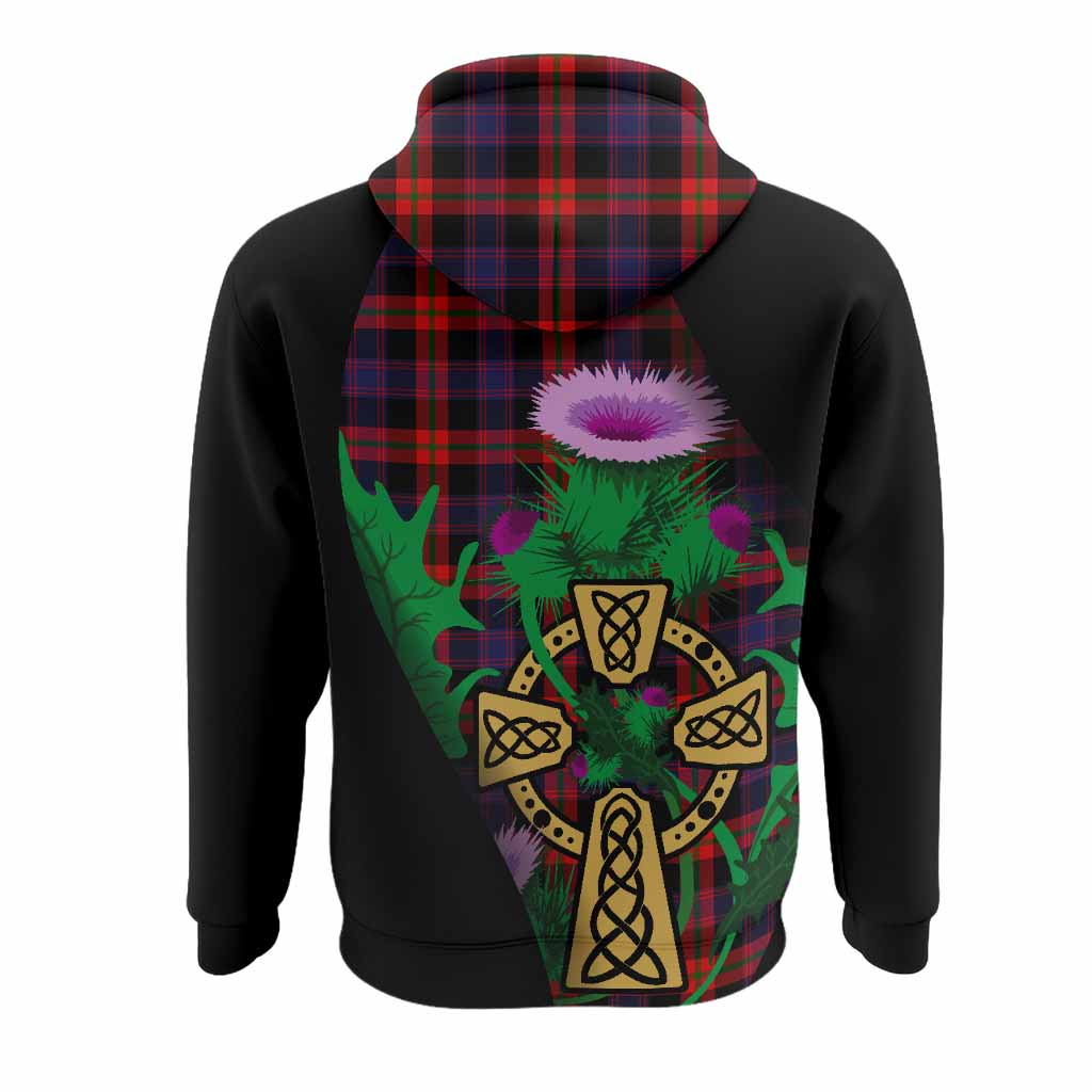 Brown (Broun) Tartan Crest Hoodie Celtic Cross Thistle Flowers