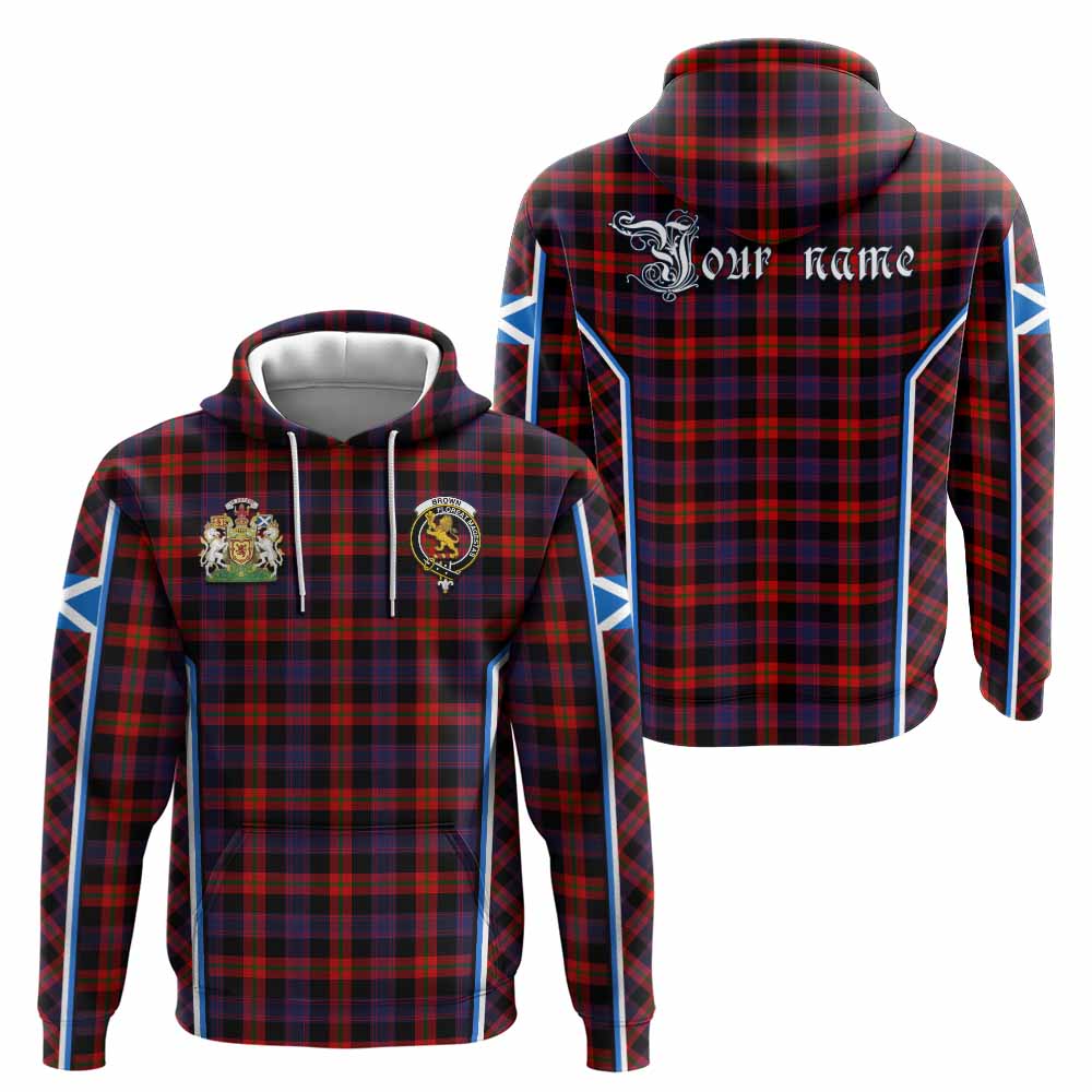 Brown (Broun) Tartan Crest Hoodie Scotland Coat of Arm Flag Style - Tartan Vibes Clothing
