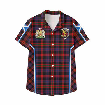 Brown (Broun) Tartan Crest Kid Hawaiian Shirt Scotland Coat of Arm Flag Style - Tartan Vibes Clothing